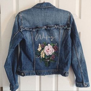 Hand painted “wifey” bride denim jacket